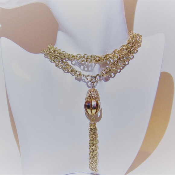 Vintage Double Chain 36" Necklace with 4" Tassel - Picture 2 of 3